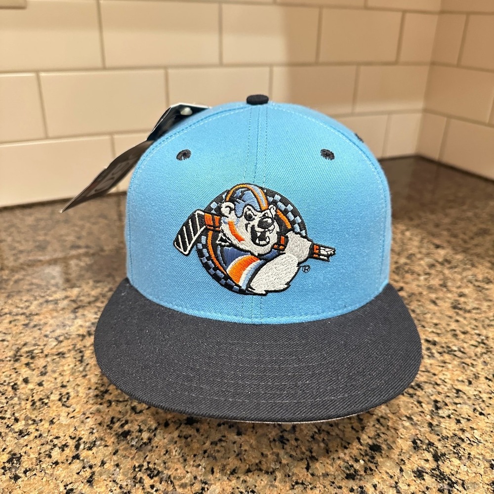 Vtg 90s Charlotte Checkers ECHL New Era 5950 Hat Snapback Made in USA Deadstock